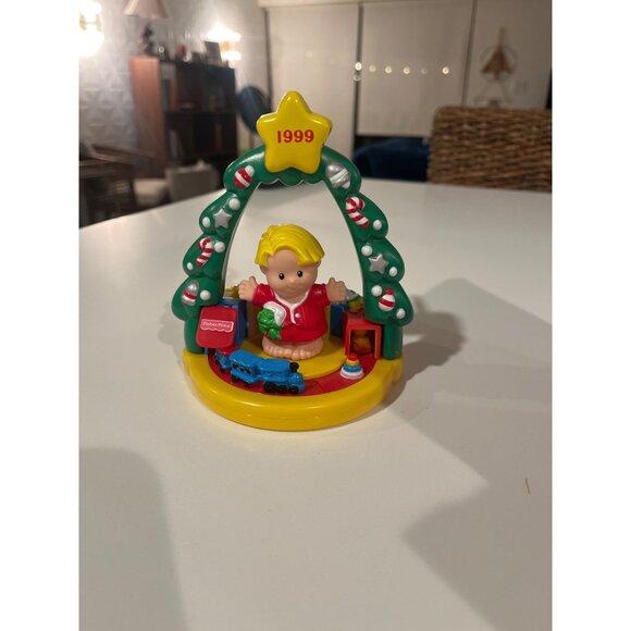 Fisher-Price 1999 Christmas Ornament With Blonde Child & Toys - Picture 1 of 7